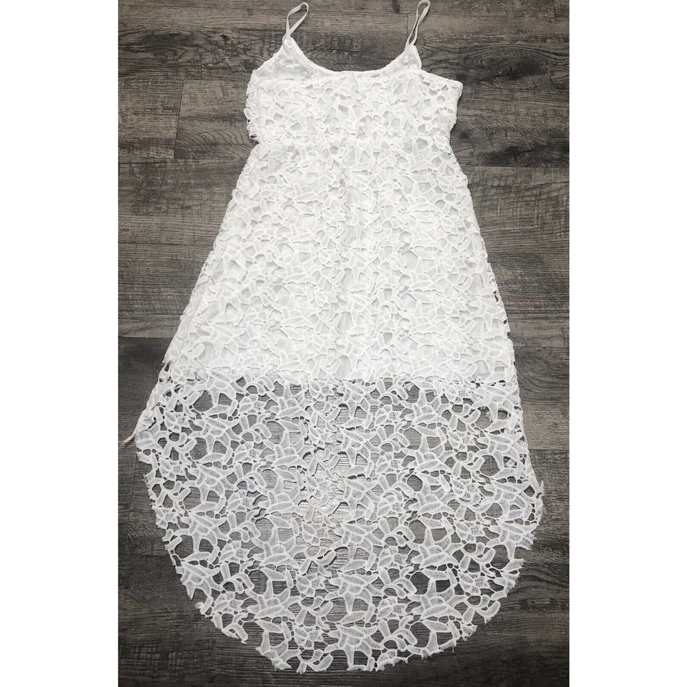White Crochet Lace Overlay Sheath Dress Size M Chest 30” Women’s Juniors A8
